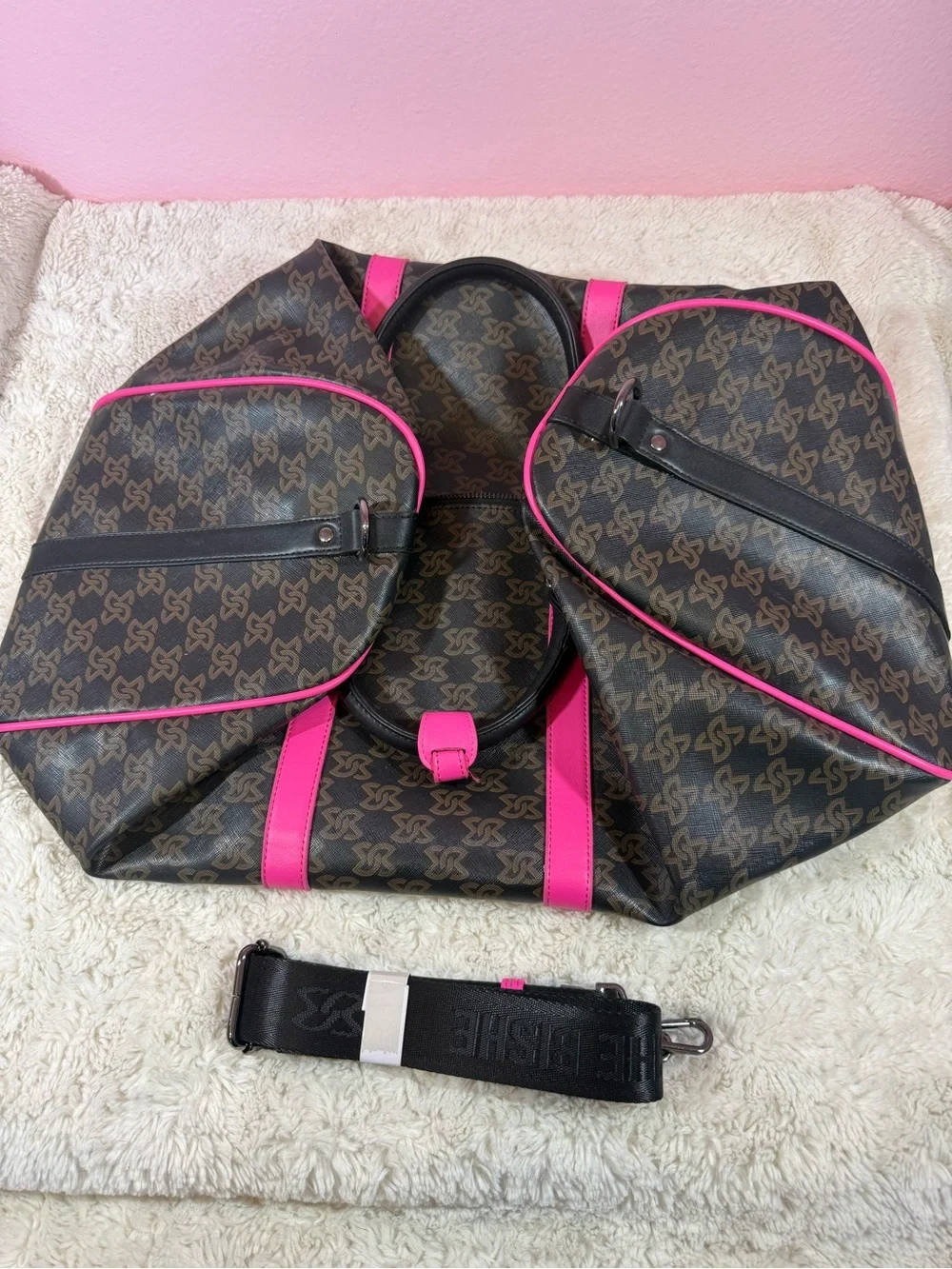 Pink-Accented Monogram Weekender Bag - Picture 4 of 5
